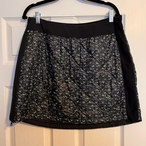Swix Menali Black Quilted A-Line Skirt with with side panel zipper closure